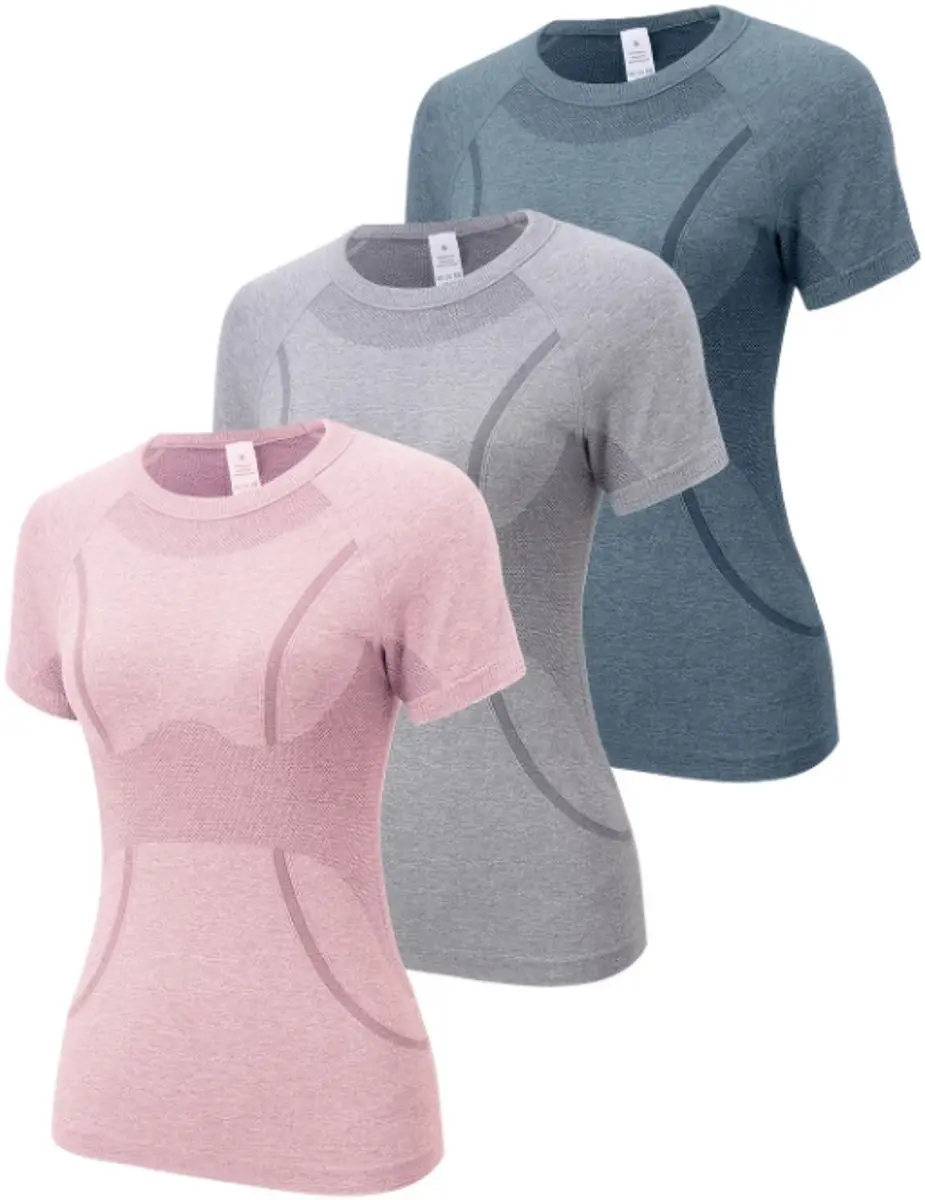 Gemengde kleur dames sportshirt set 3 stuks S Pilates T Shirt fitness shirt yoga