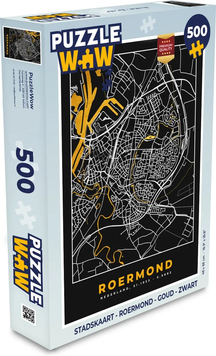PuzzleWow Stadskaart Roermond Legpuzzel 500 Stuks