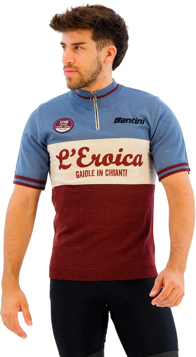 Santini Eroica 28° Gaiole Korte Mouw Wielertrui Blauw S Man