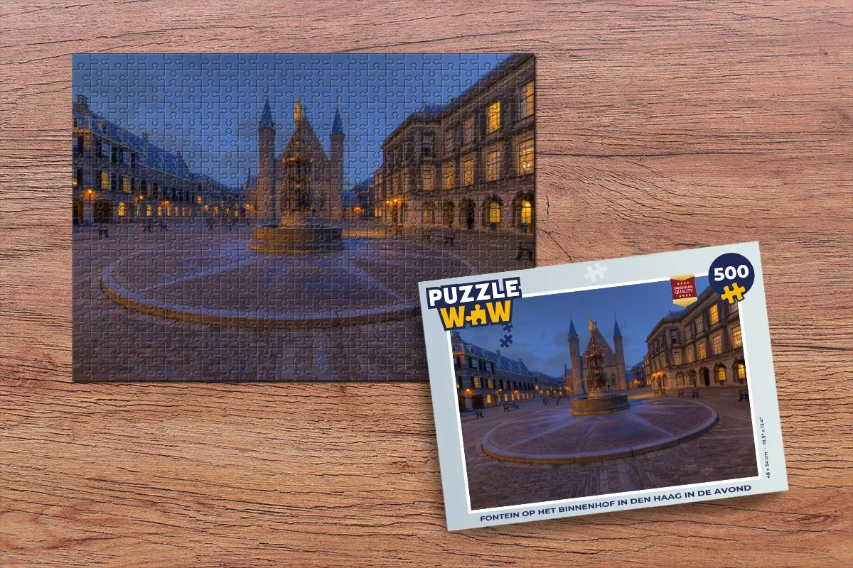 PuzzleWow Legpuzzel 500 Stuks - Fontein op het Binnenhof Multicolor