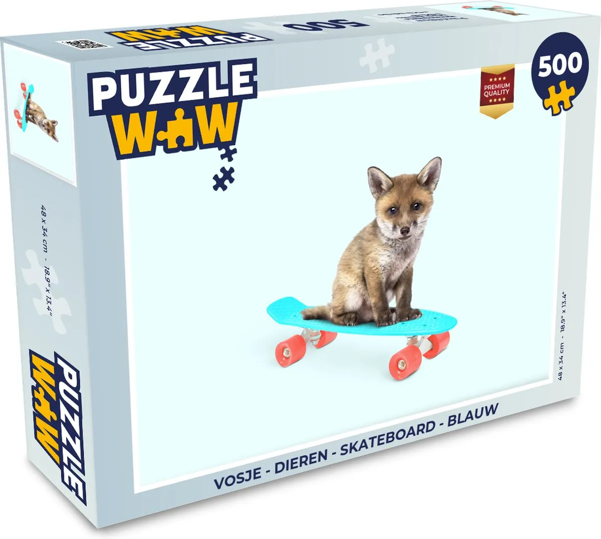 PuzzleWow Vos Skateboard Legpuzzel 500 Stuks - Multicolor