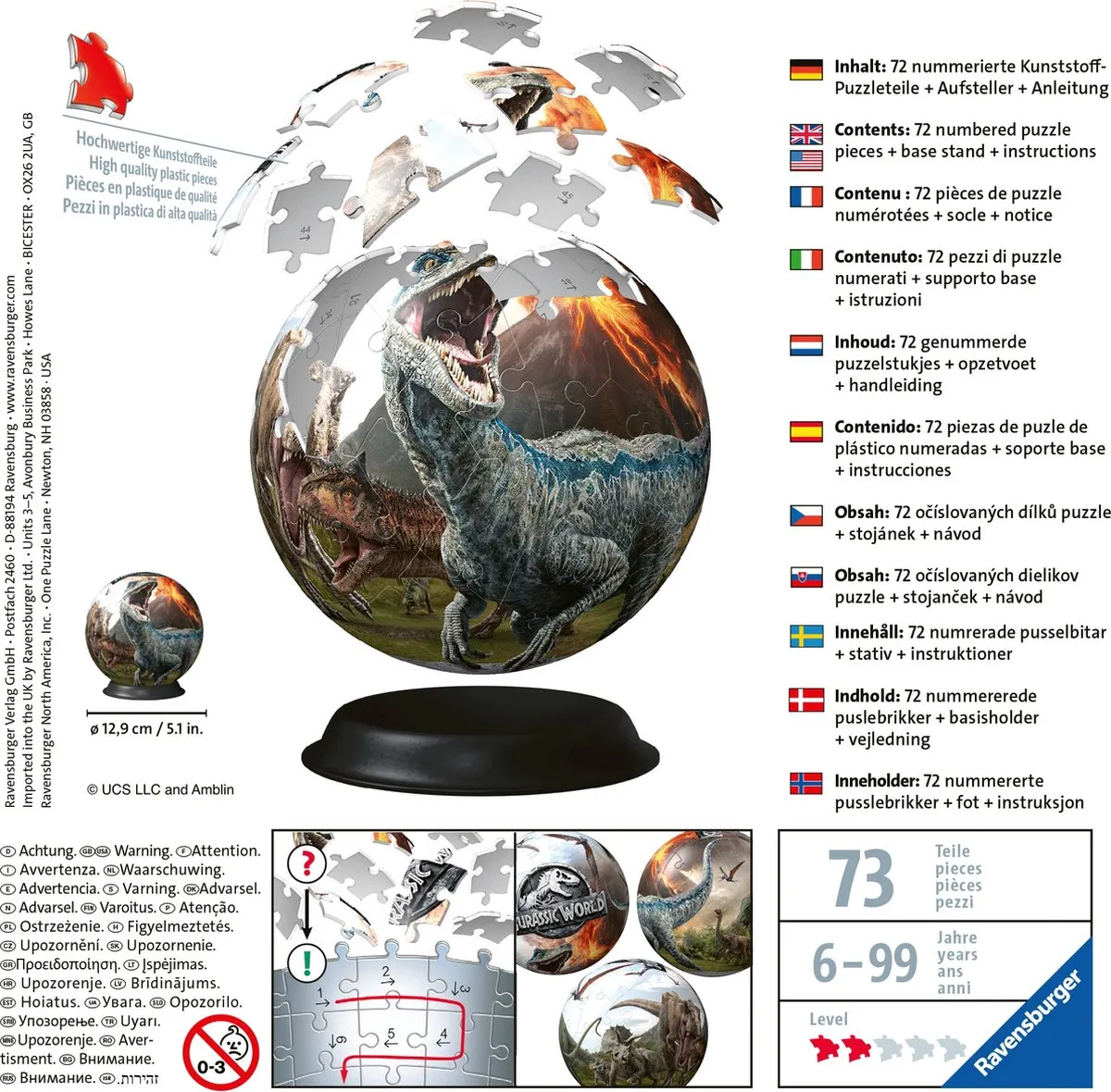 Ravensburger Jurassic World 3D Puzzel 72 Stuks - Multicolor