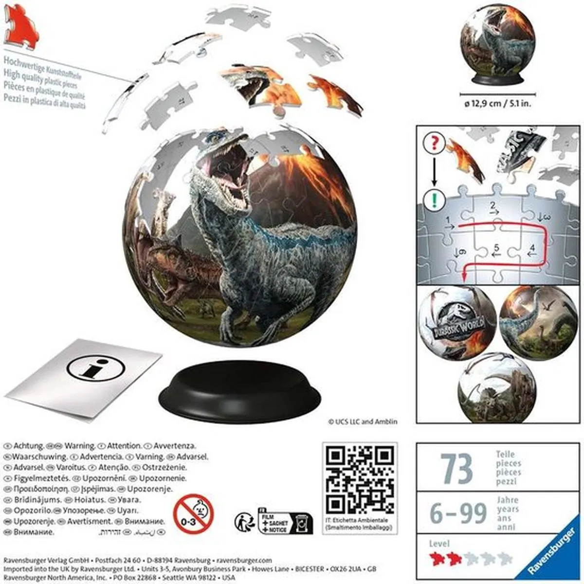 Ravensburger Jurassic World 3D Puzzel 72 Stuks - Multicolor