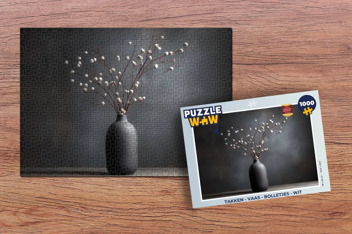 PuzzleWow Takken Vaas Bolletjes Legpuzzel 1000 Stuks - Wit