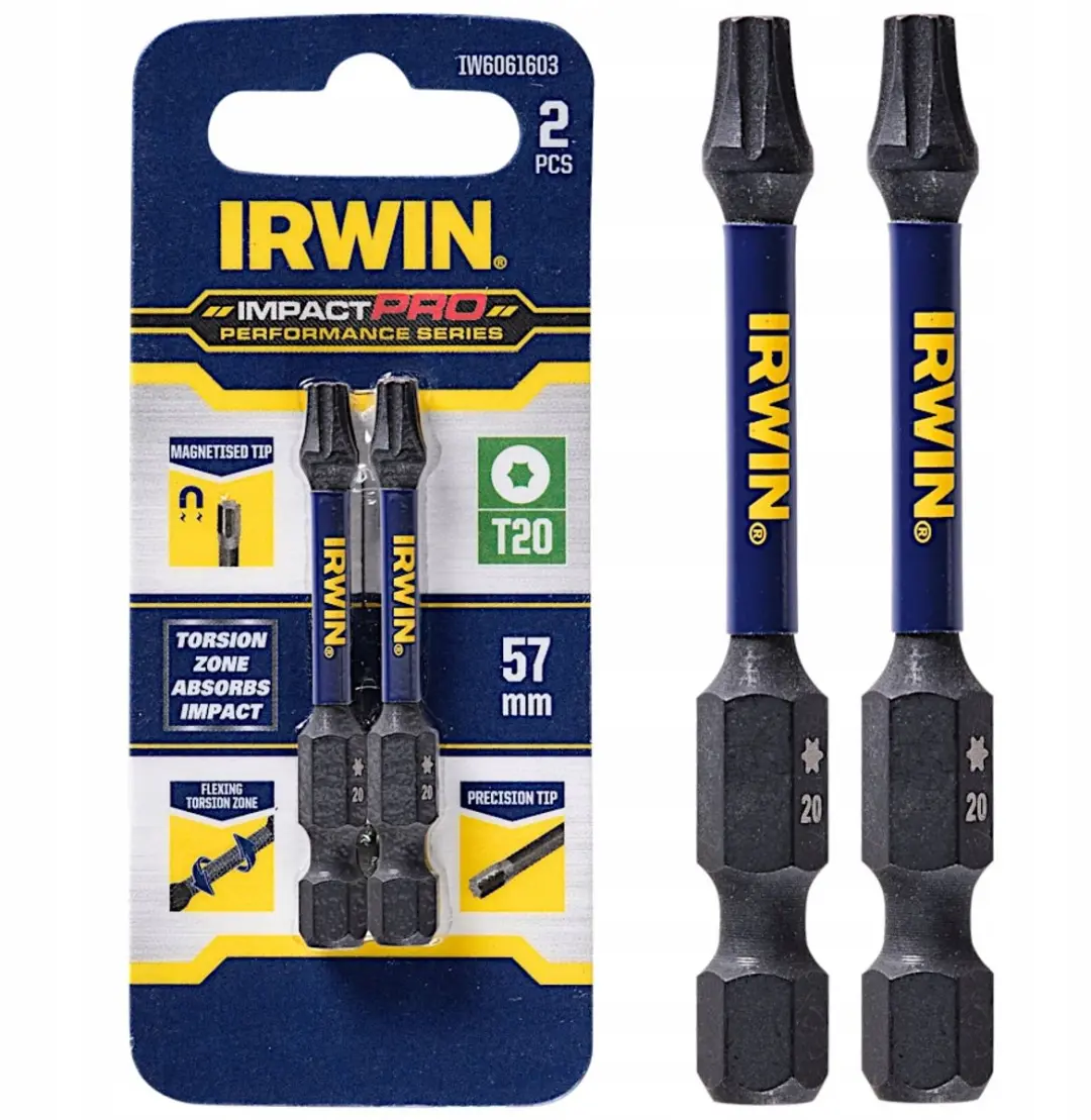 IRWIN Impact Pro Torx T20 Schroefbits 57mm 2 Stuks