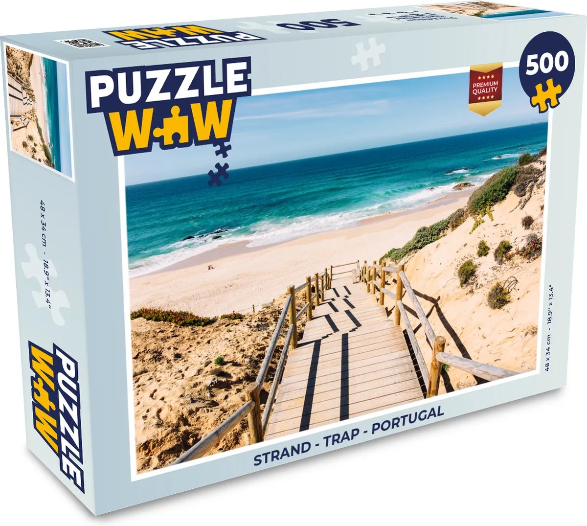 PuzzleWow Legpuzzel 500 Stuks - Portugal Strand - Multicolor