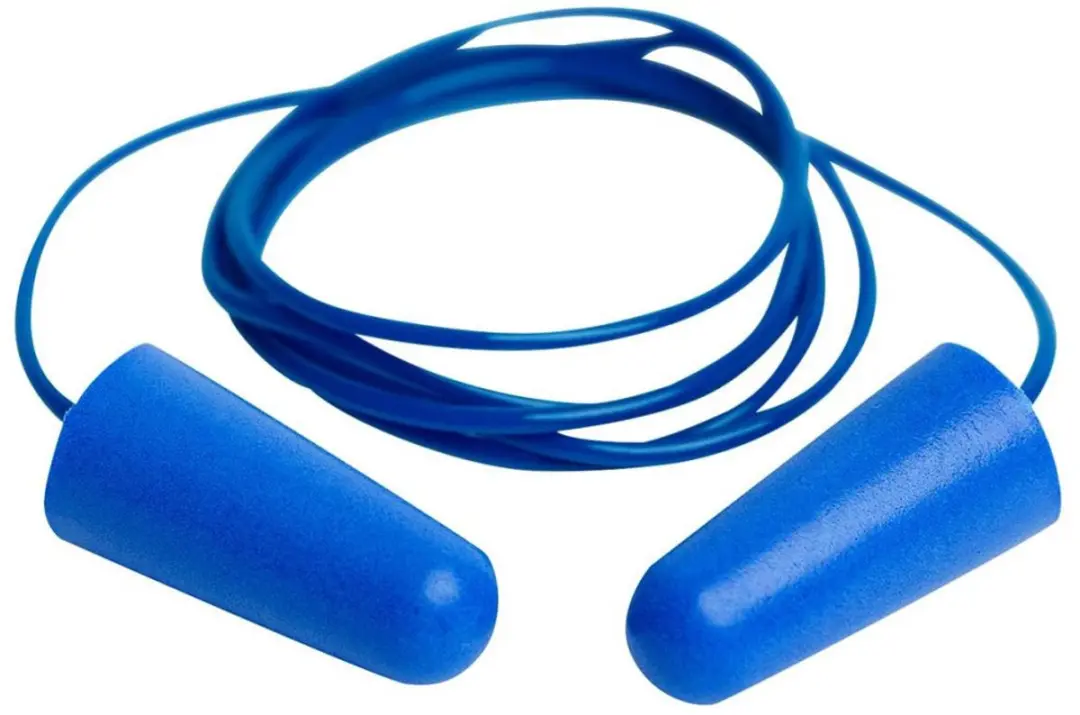 HACCP oordoppen.  Blauw, detectable. Oorpluggen, oorbescherming met koord.