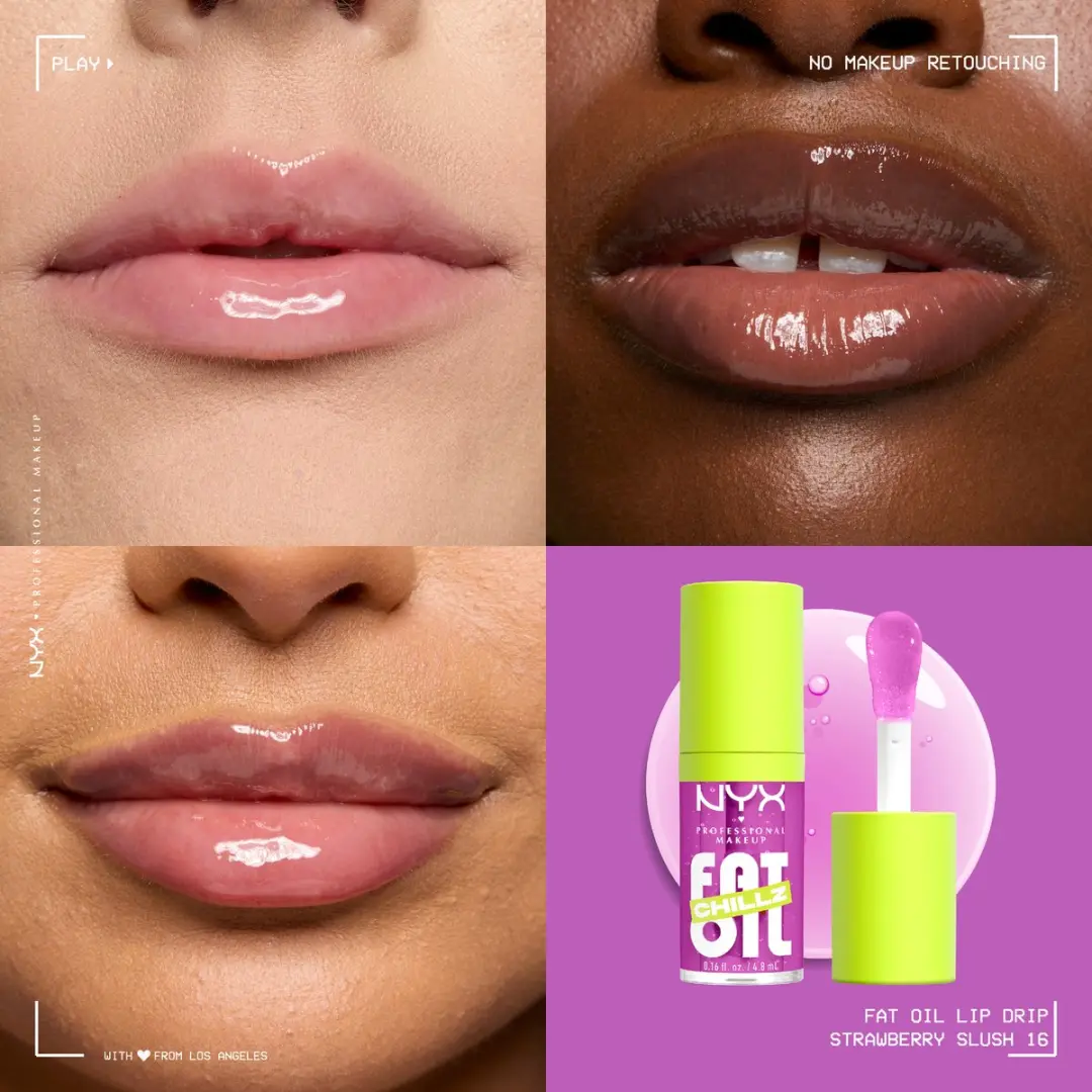 NYX Professional Makeup Fat Oil Chillz Lipgloss Strawberry Slush - 4.8ml