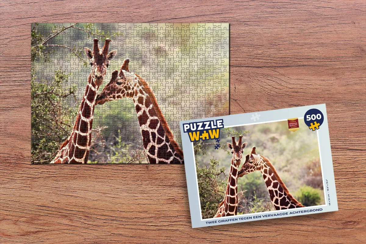 PuzzleWow Legpuzzel Twee Giraffen 500 Stuks - Multicolor