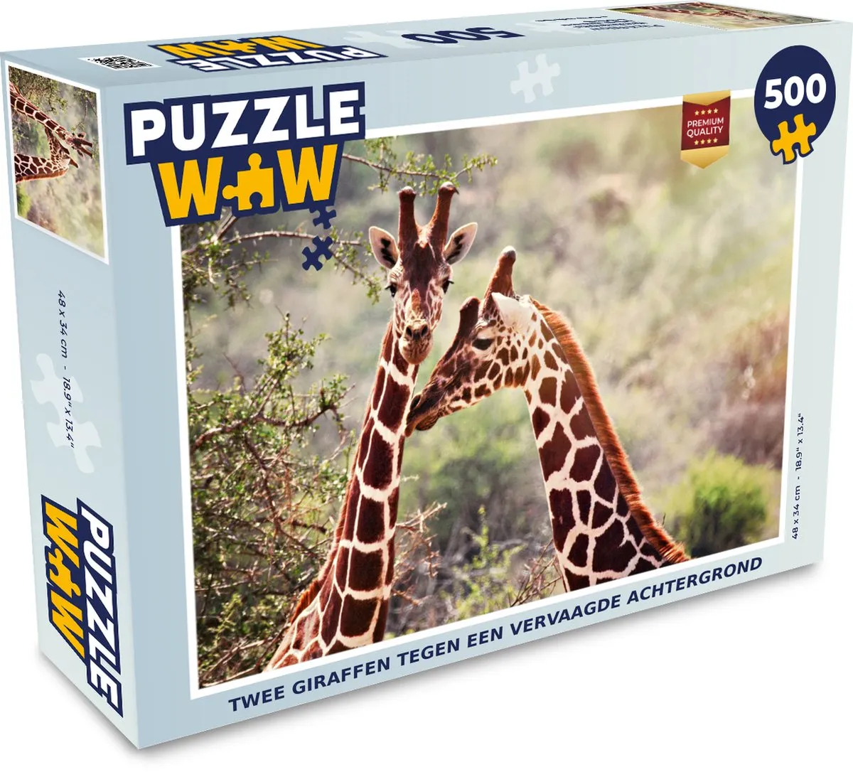 PuzzleWow Legpuzzel Twee Giraffen 500 Stuks - Multicolor