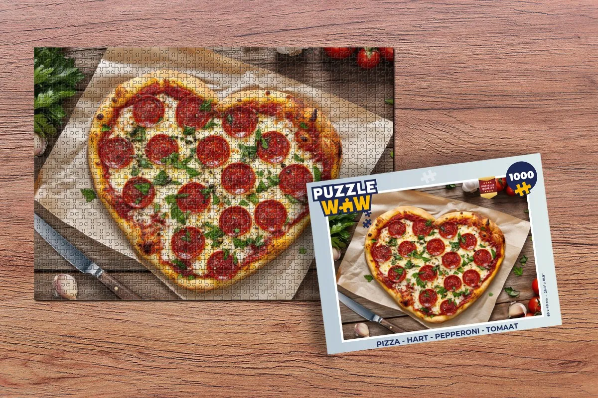 PuzzleWow Pizza Hart Pepperoni Legpuzzel 1000 Stuks