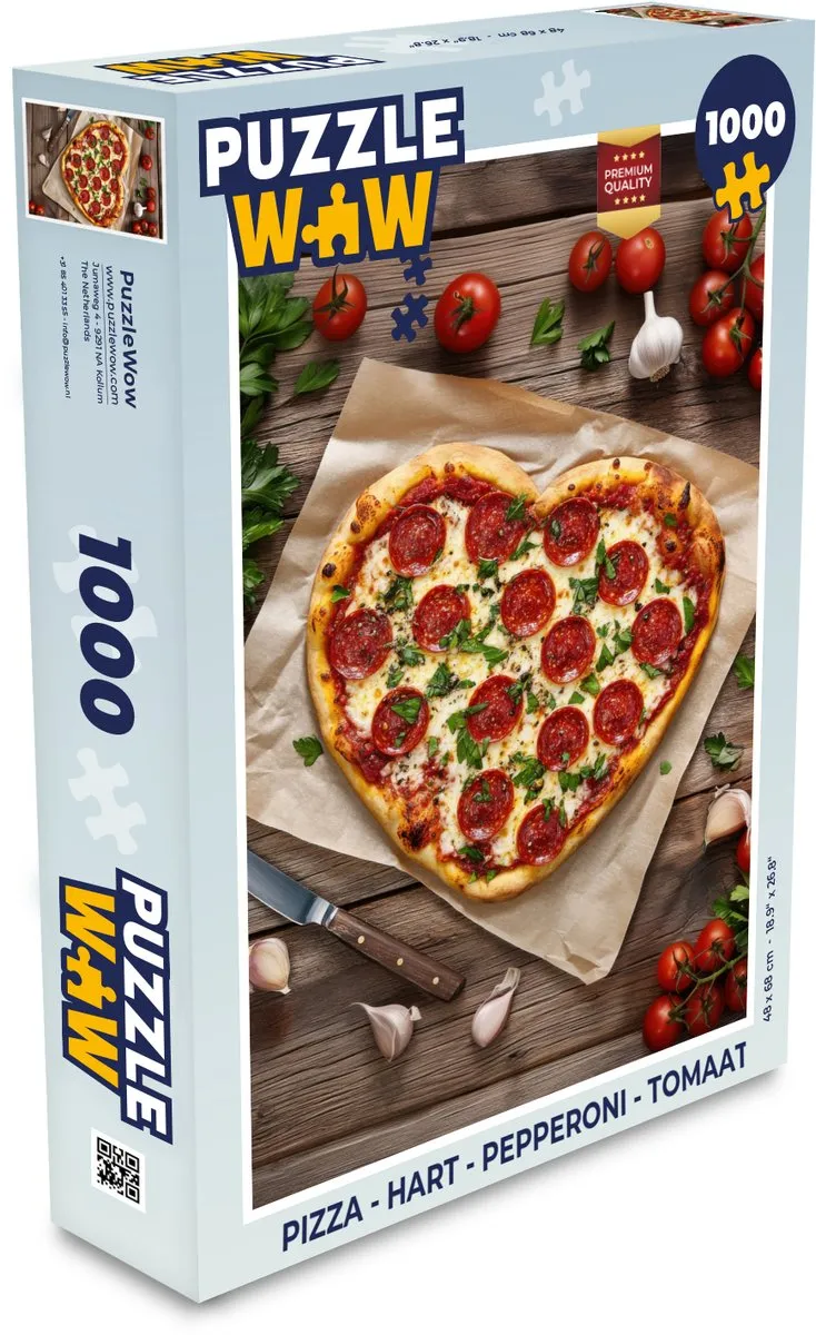 PuzzleWow Pizza Hart Pepperoni Legpuzzel 1000 Stuks