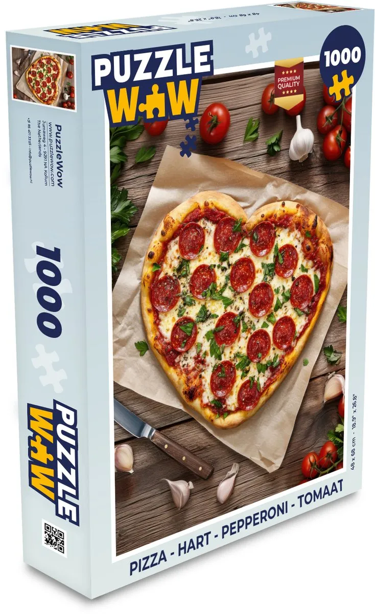 PuzzleWow Pizza Hart Pepperoni Legpuzzel 1000 Stuks