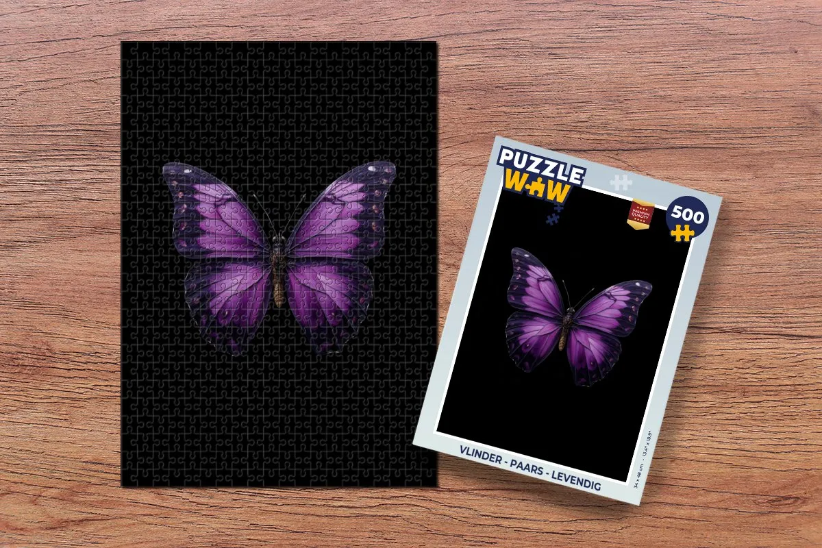 PuzzleWow Vlinder Puzzel 500 Stuks - Paars