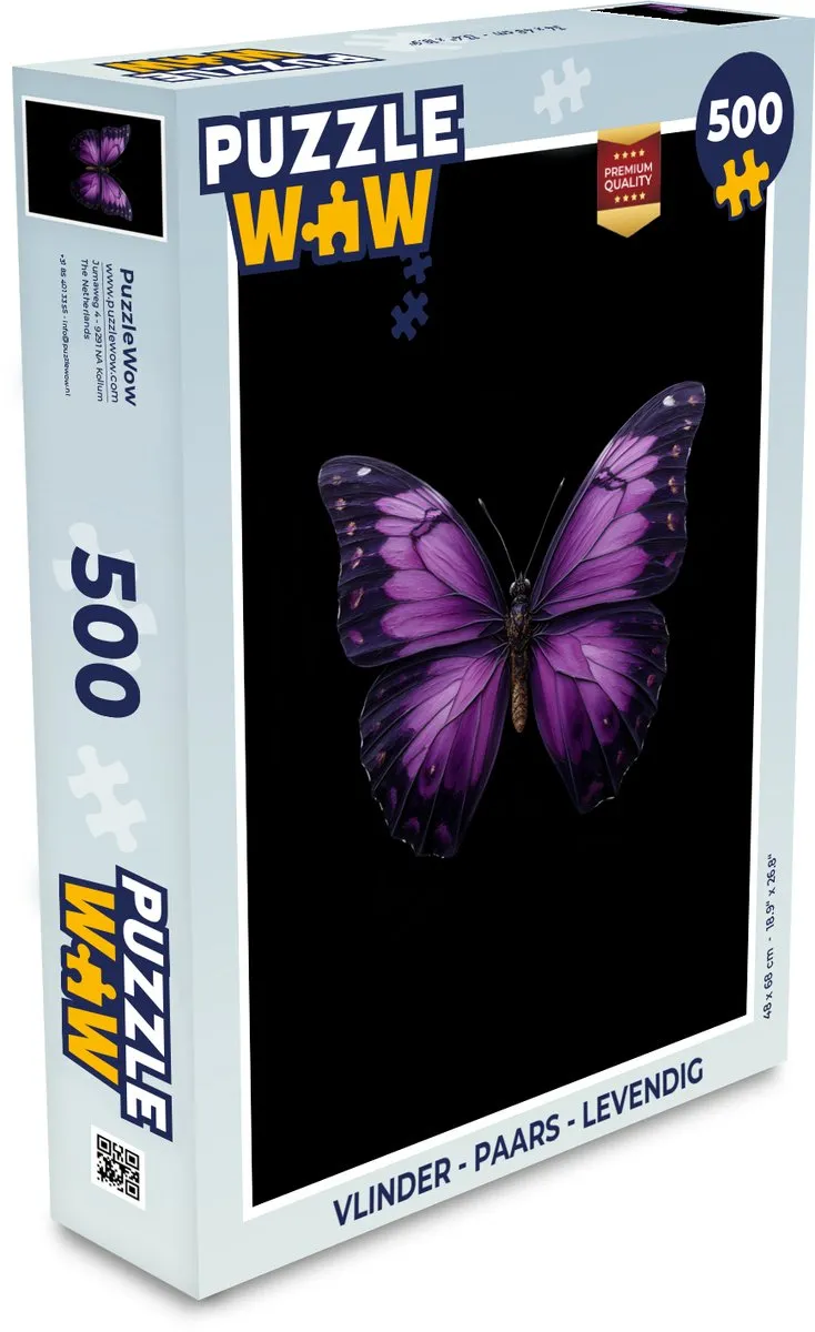 PuzzleWow Vlinder Puzzel 500 Stuks - Paars