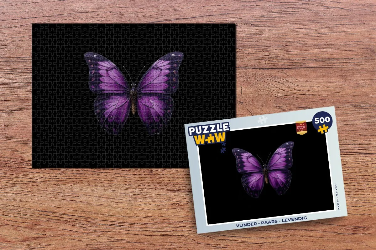 PuzzleWow Vlinder Puzzel 500 Stuks - Paars