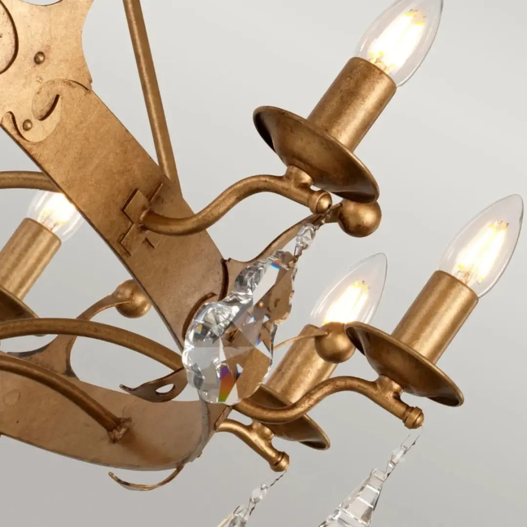 Elstead LED Kroonluchter 12x E14 60W - Dimbaar - Gold Patina - afbeelding 4 van 6