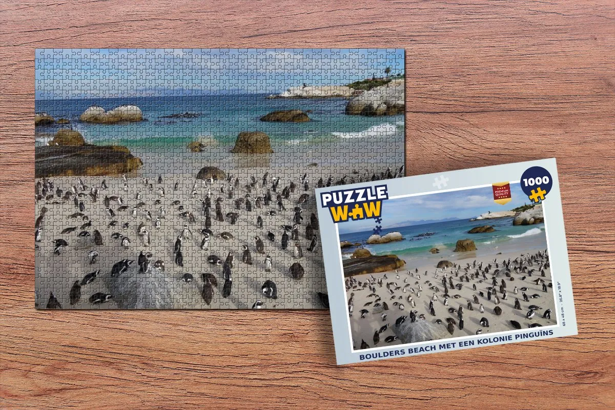 PuzzleWow Boulders Beach Pinguïns Legpuzzel 1000 Stuks - Multicolor
