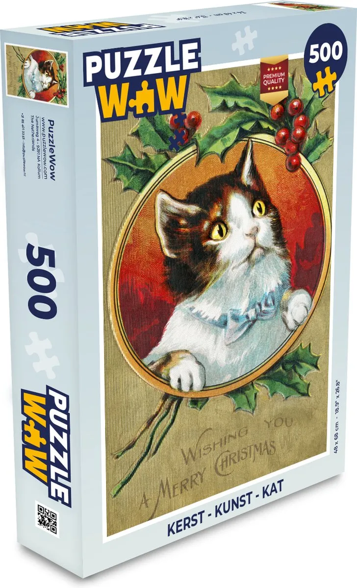 PuzzleWow Kerst Kat Legpuzzel 500 Stuks