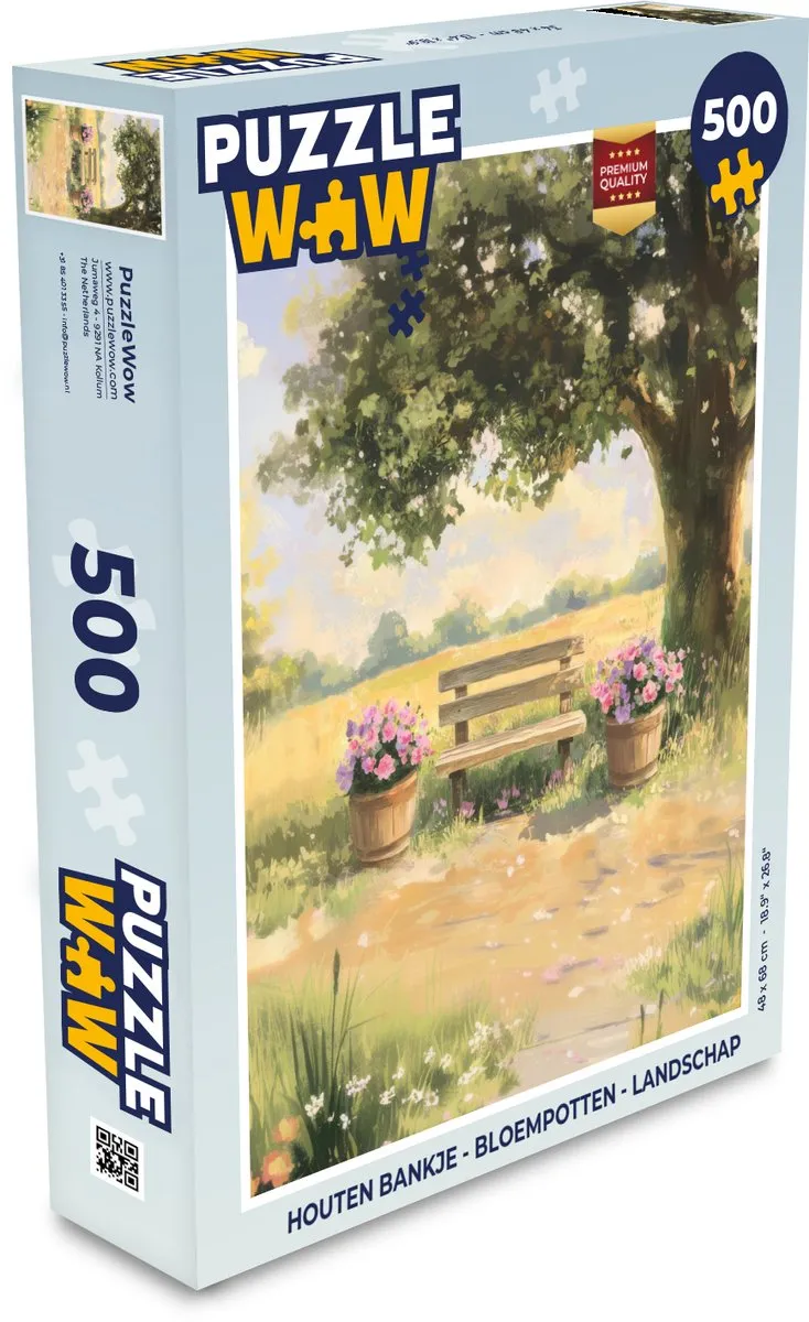 PuzzleWow Landschap Houten Bankje Legpuzzel 500 Stuks