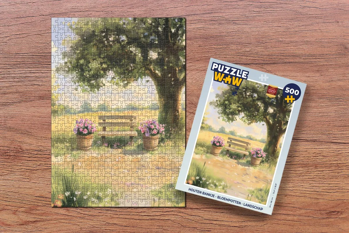 PuzzleWow Landschap Houten Bankje Legpuzzel 500 Stuks - 8721173244504