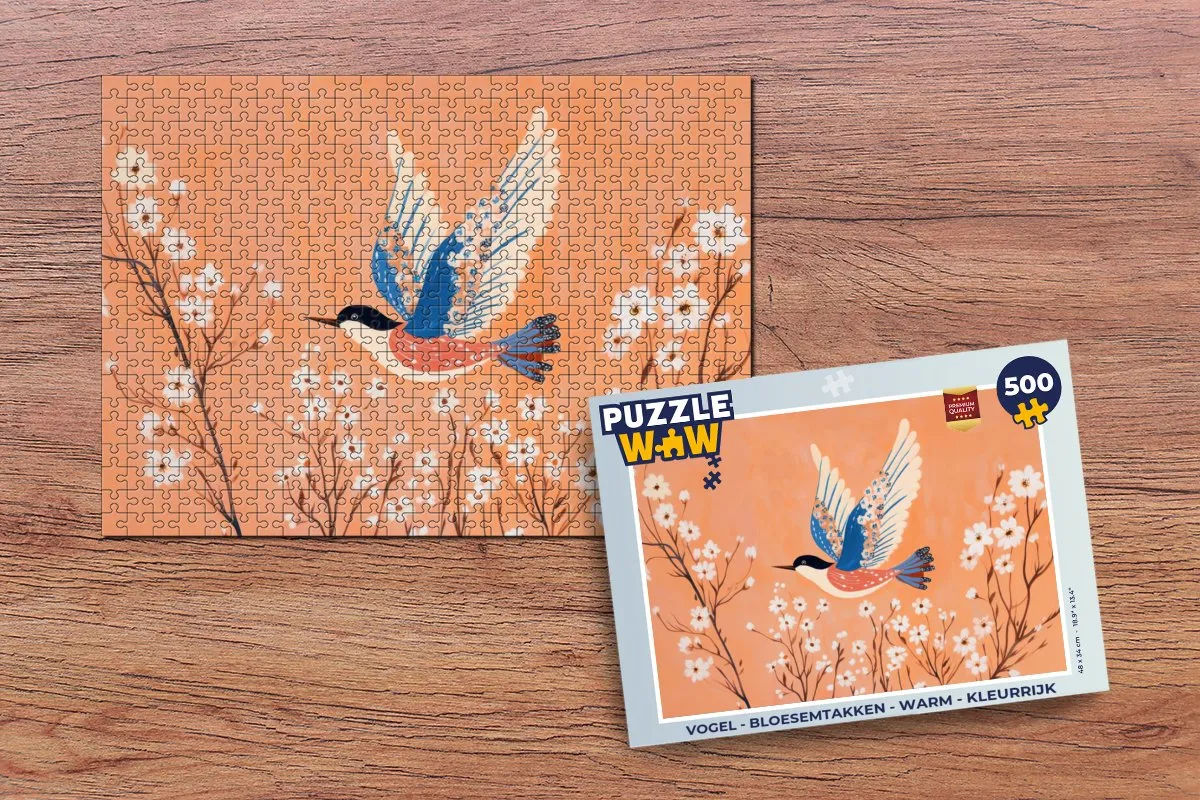 PuzzleWow Vogel - Bloesemtakken Legpuzzel 500 Stuks