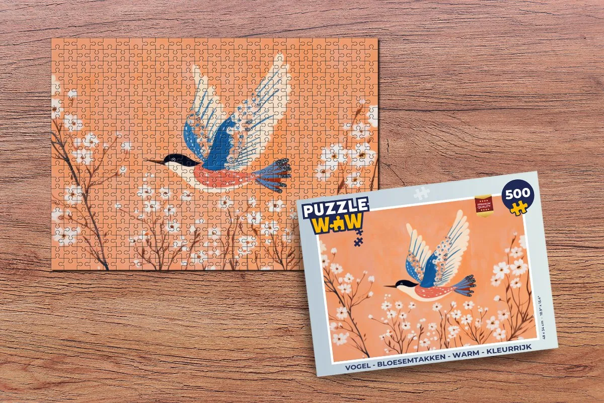 PuzzleWow Vogel - Bloesemtakken Legpuzzel 500 Stuks