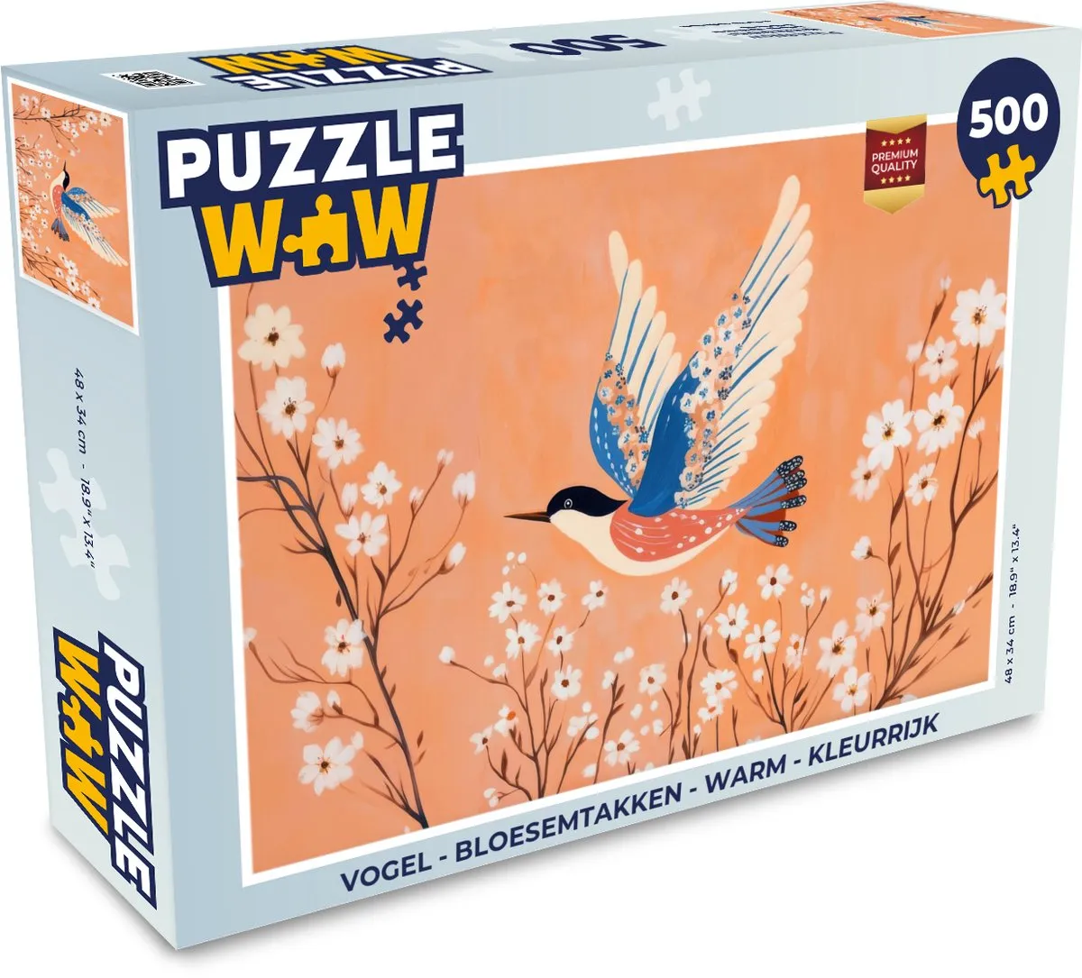 PuzzleWow Vogel - Bloesemtakken Legpuzzel 500 Stuks