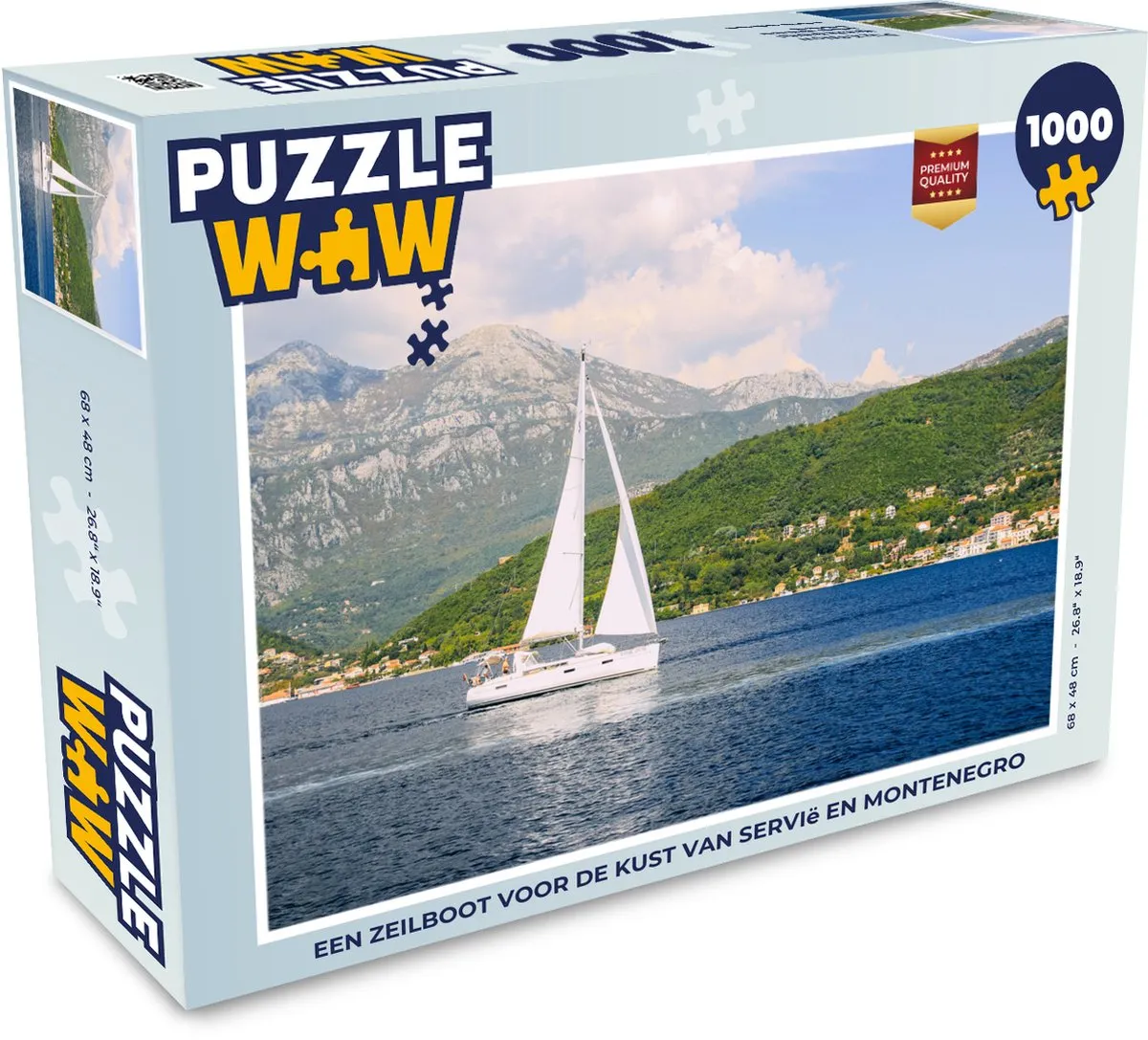 PuzzleWow Legpuzzel Een zeilboot voor de kust van Servië en Montenegro 1000 Stu