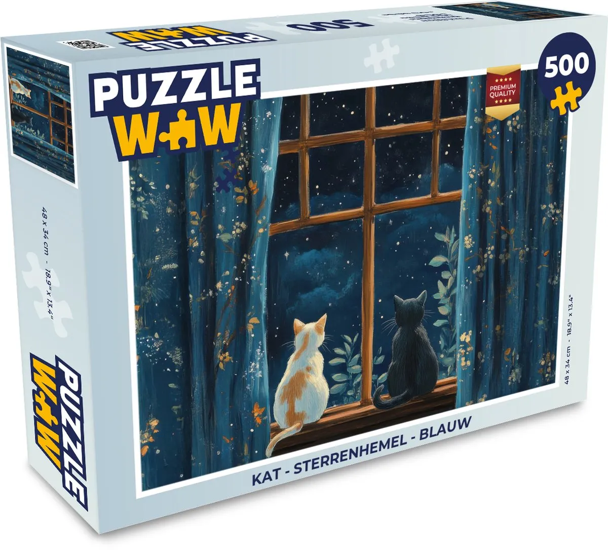 PuzzleWow Kat Sterrenhemel Legpuzzel 500 Stuks