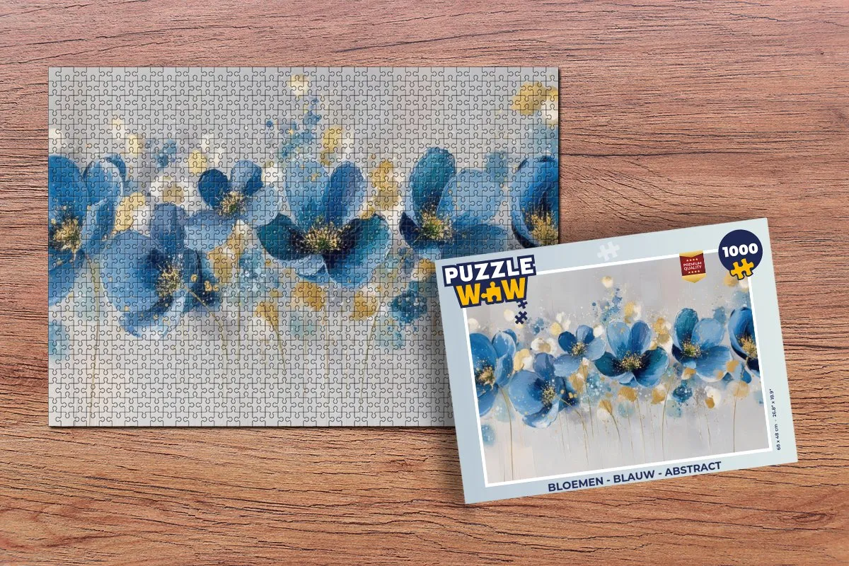 PuzzleWow Bloemen Abstract Legpuzzel 1000 Stuks - Blauw