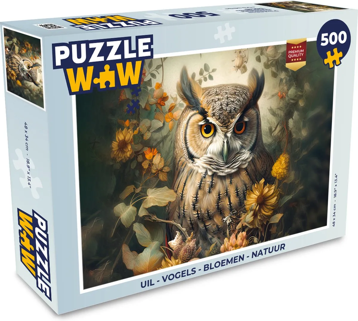 PuzzleWow Vogels Bloemen Natuur Legpuzzel 500 Stuks - Multicolor