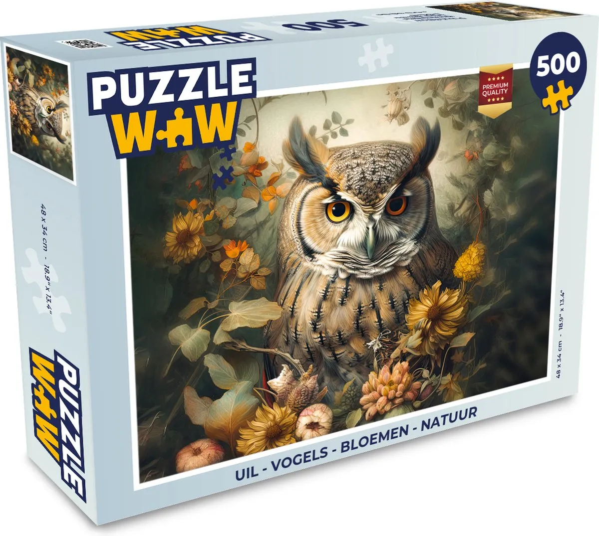 PuzzleWow Vogels Bloemen Natuur Legpuzzel 500 Stuks - Multicolor