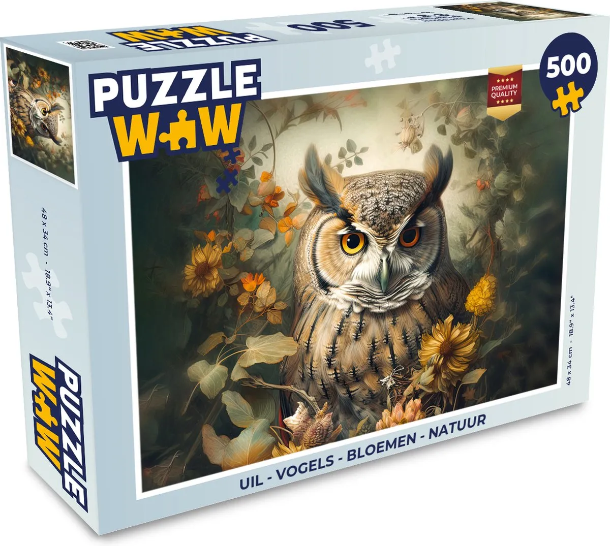 PuzzleWow Vogels Bloemen Natuur Legpuzzel 500 Stuks - Multicolor