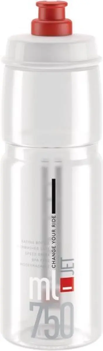Elite Bidon Jet 750 Ml Polyethyleen Transparant/rood