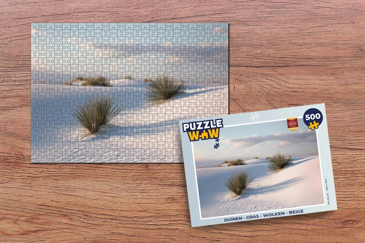PuzzleWow Legpuzzel 500 Stuks - Duinen/Gras/Wolken Beige