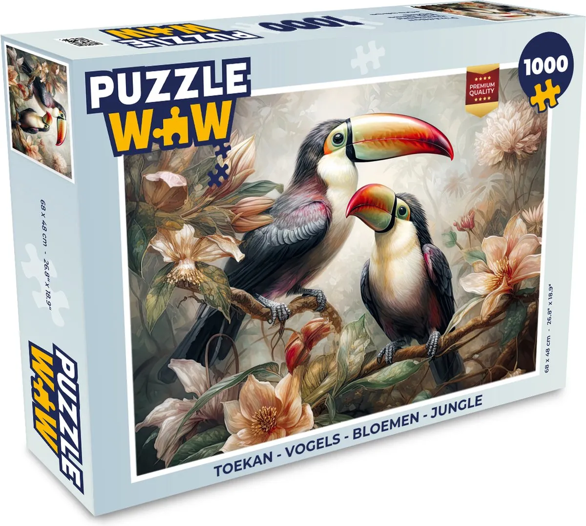 PuzzleWow Vogels Bloemen Jungle Legpuzzel 1000 Stuks - Multicolor