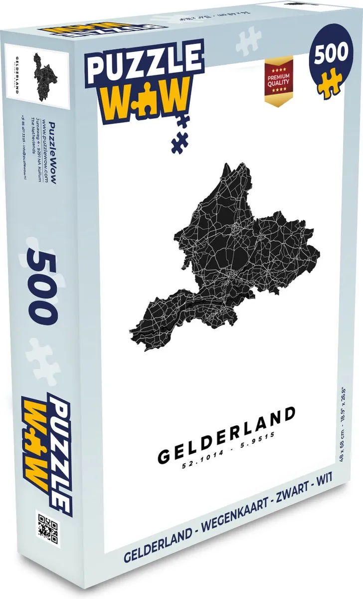 PuzzleWow Gelderland Wegenkaart Legpuzzel 500 Stuks