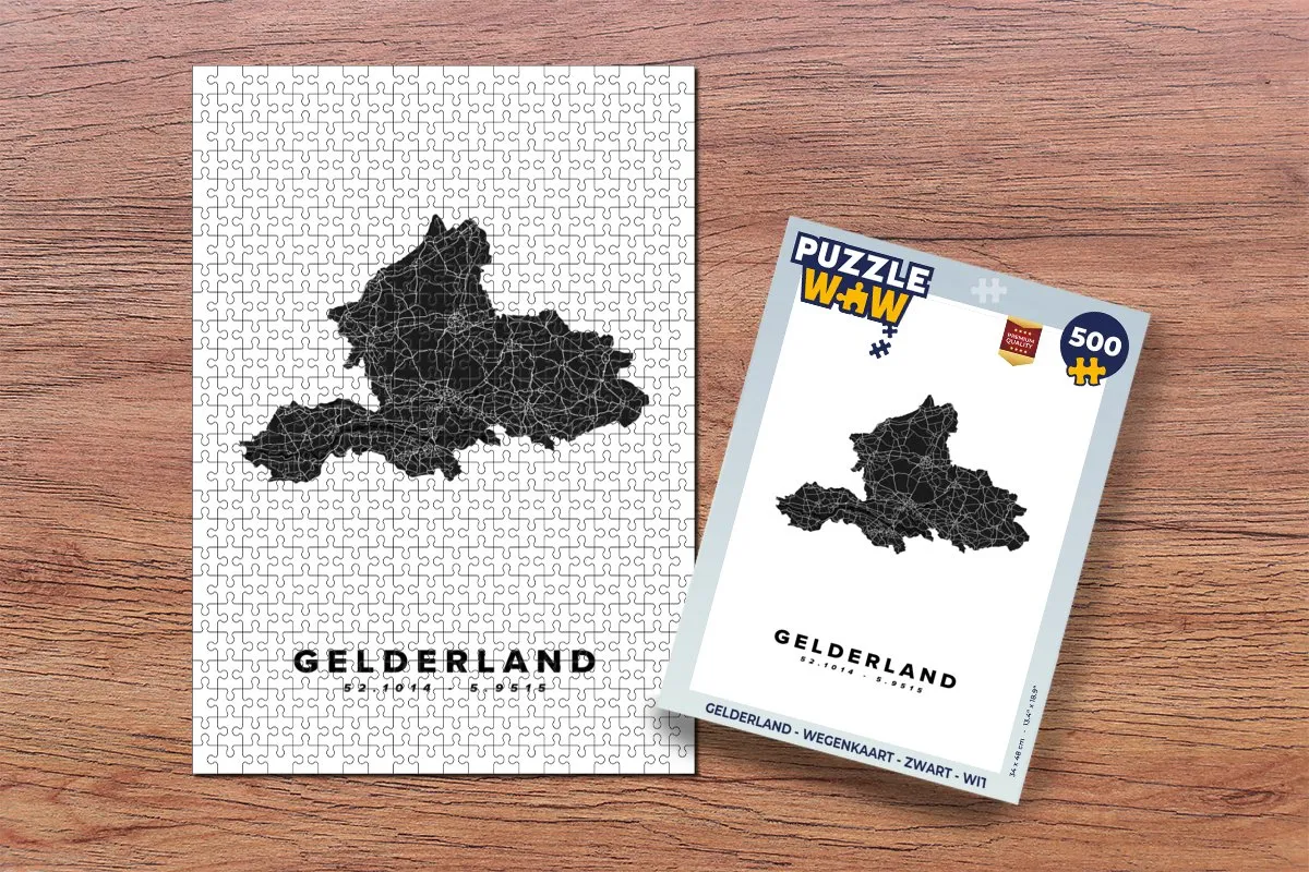 PuzzleWow Gelderland Wegenkaart Legpuzzel 500 Stuks - Multicolor