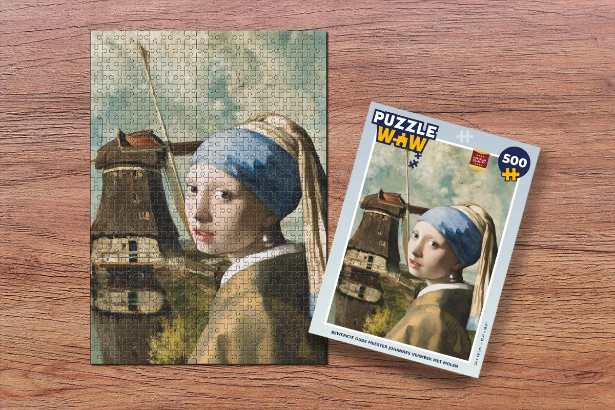 PuzzleWow Meisje met de parel Legpuzzel 500 Stuks - Multicolor