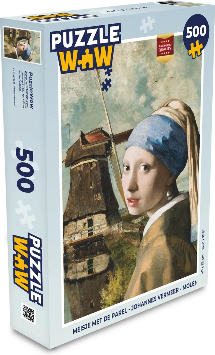 PuzzleWow Meisje met de parel Legpuzzel 500 Stuks - Multicolor