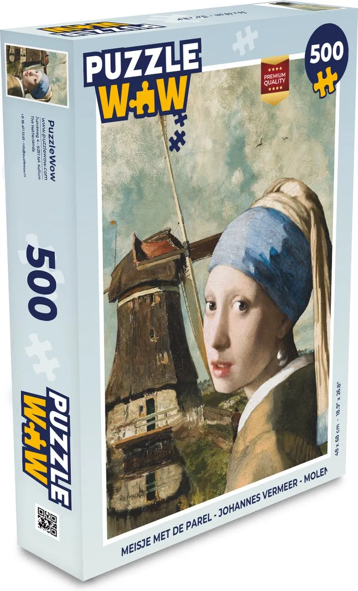 PuzzleWow Meisje met de parel Legpuzzel 500 Stuks