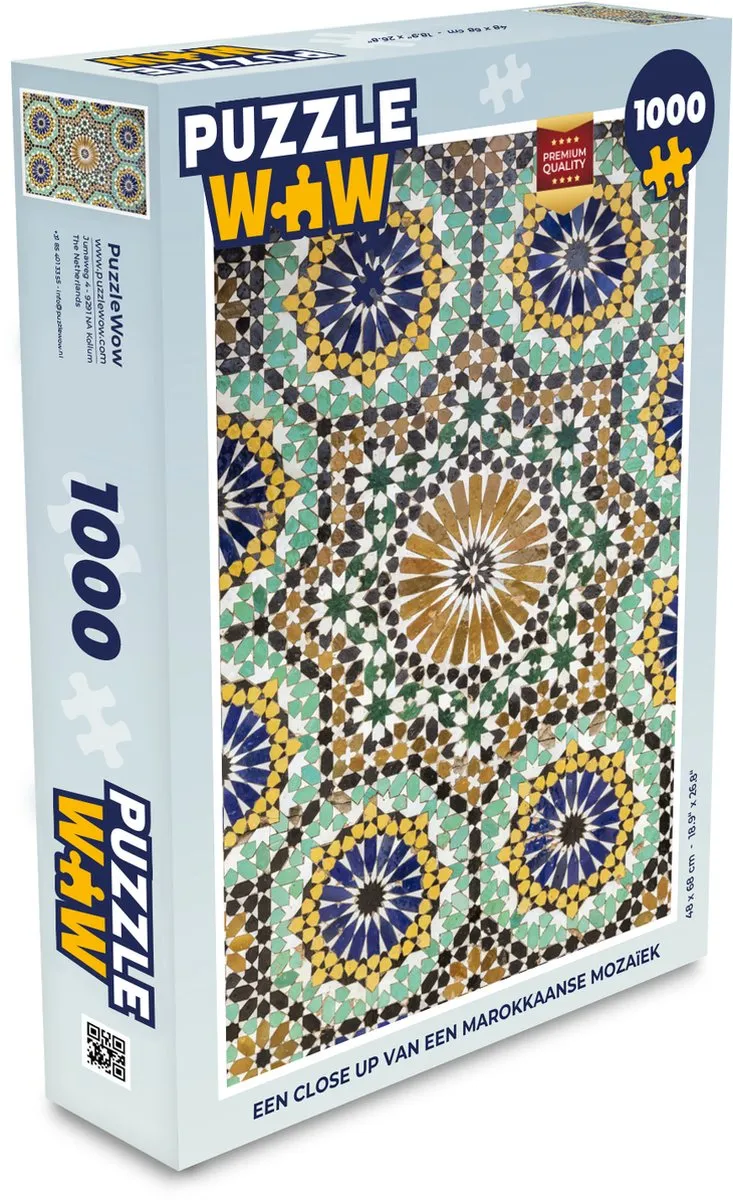 PuzzleWow Legpuzzel Marokkaanse Mozaïek 1000 Stuks - Multicolor