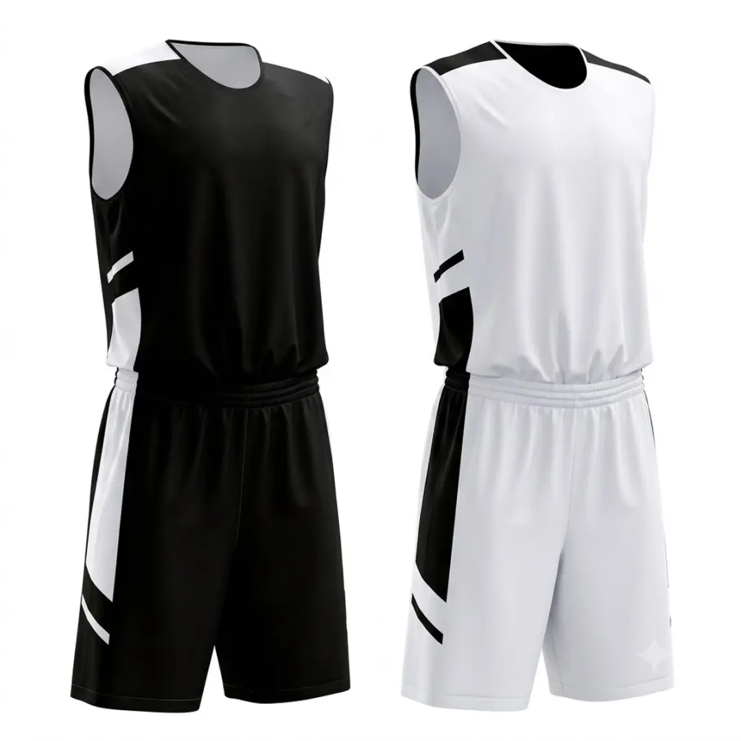 Zwart wit basketbal tenue heren dames omkeerbaar dubbelzijdig mesh basketbalshir
