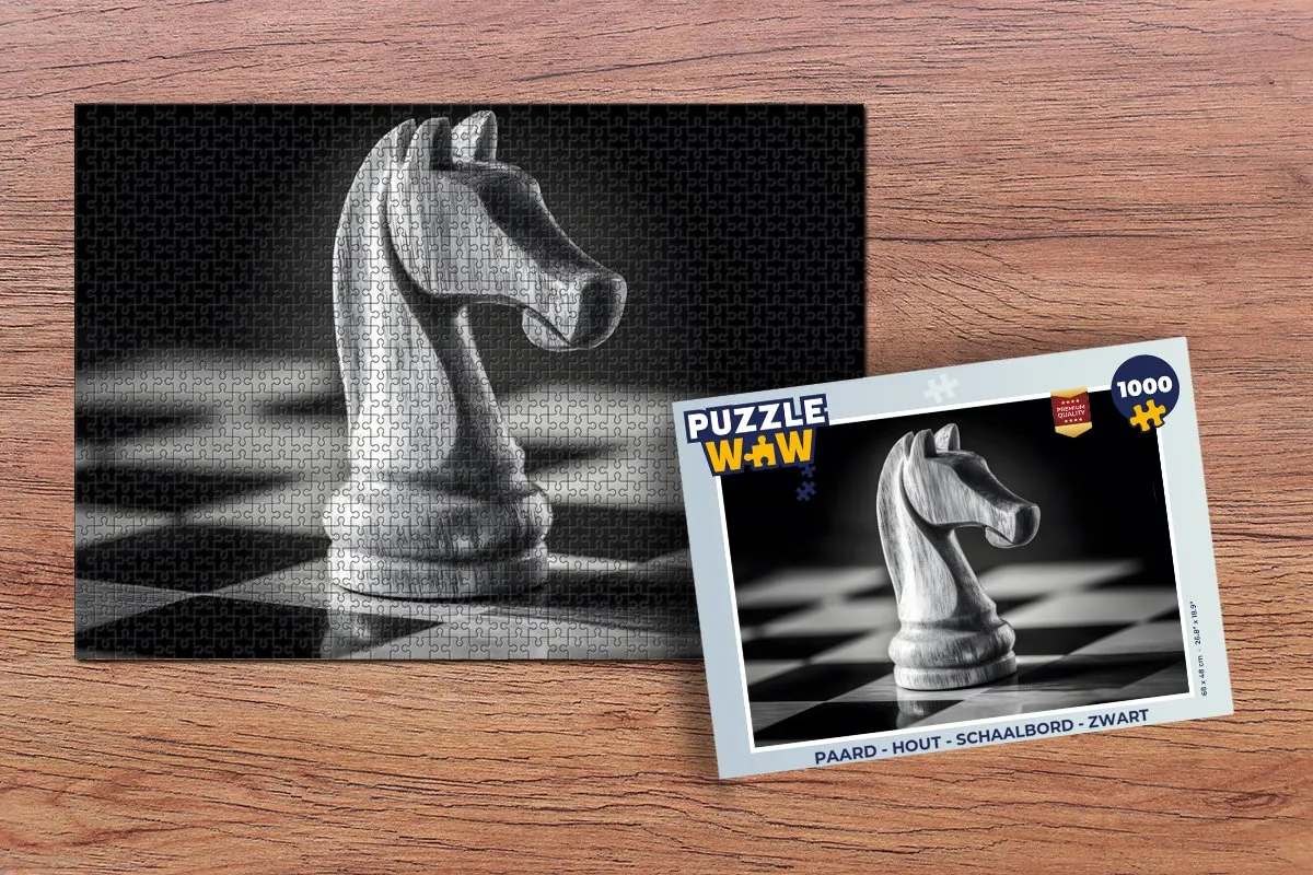 PuzzleWow Paard Schaakbord Legpuzzel 1000 Stuks - Zwart