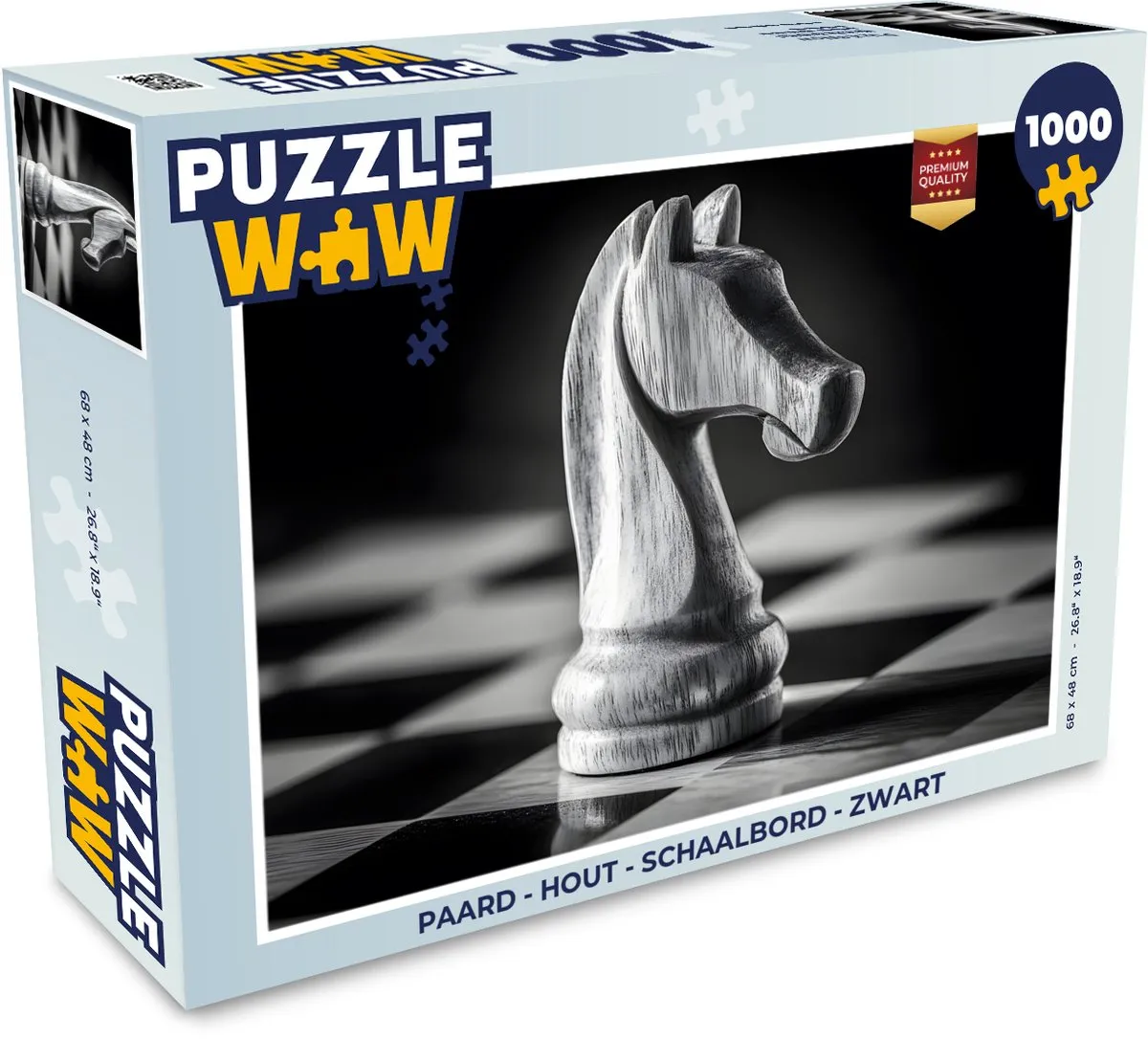 PuzzleWow Paard Schaakbord Legpuzzel 1000 Stuks - Zwart