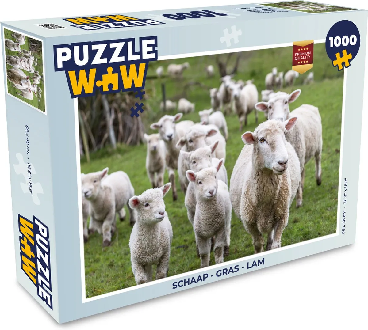 PuzzleWow Schaap Gras Lam Legpuzzel 1000 Stuks - Multicolor