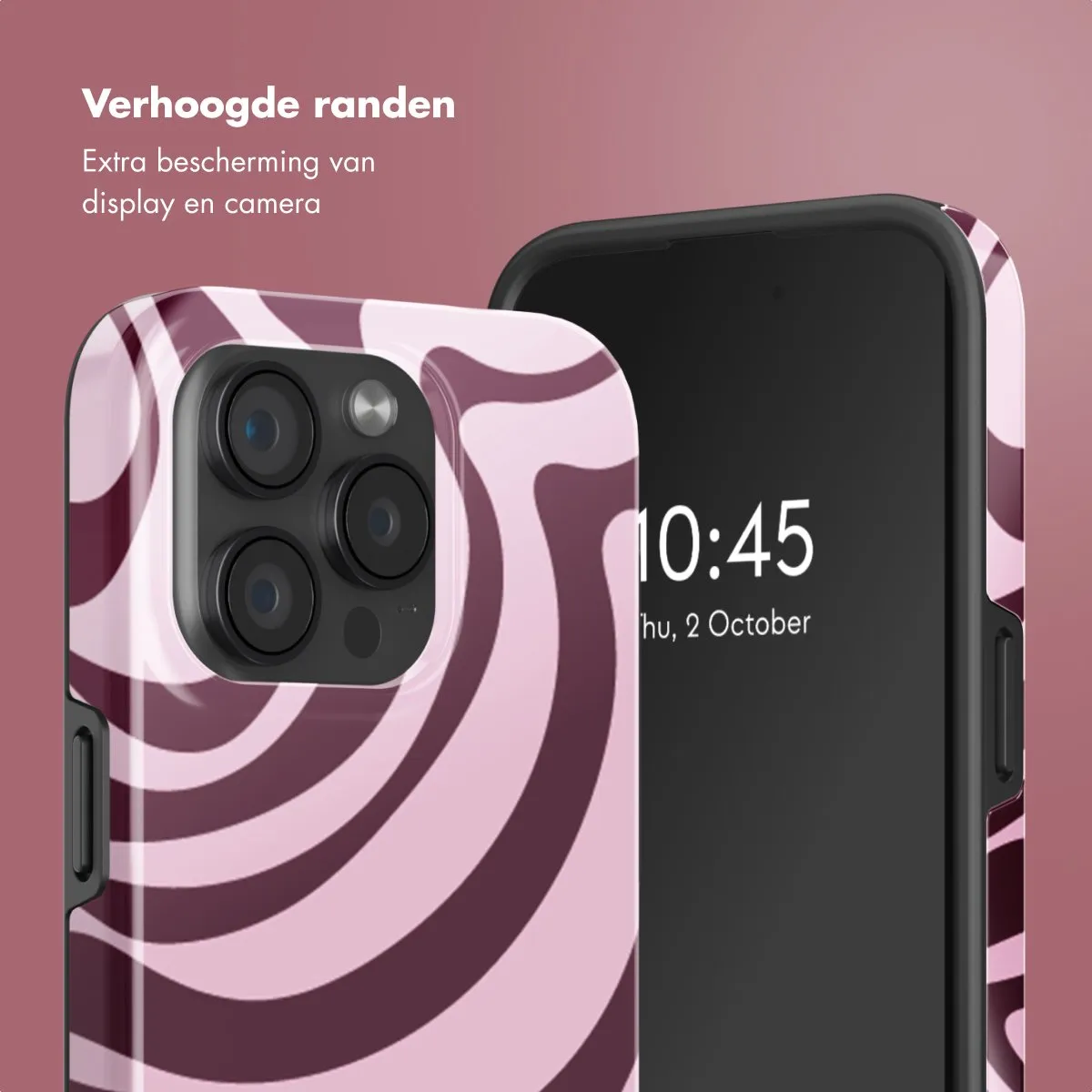 Selencia Hoesje iPhone 15 Pro Wavy Swirl Pink Plum - MagSafe