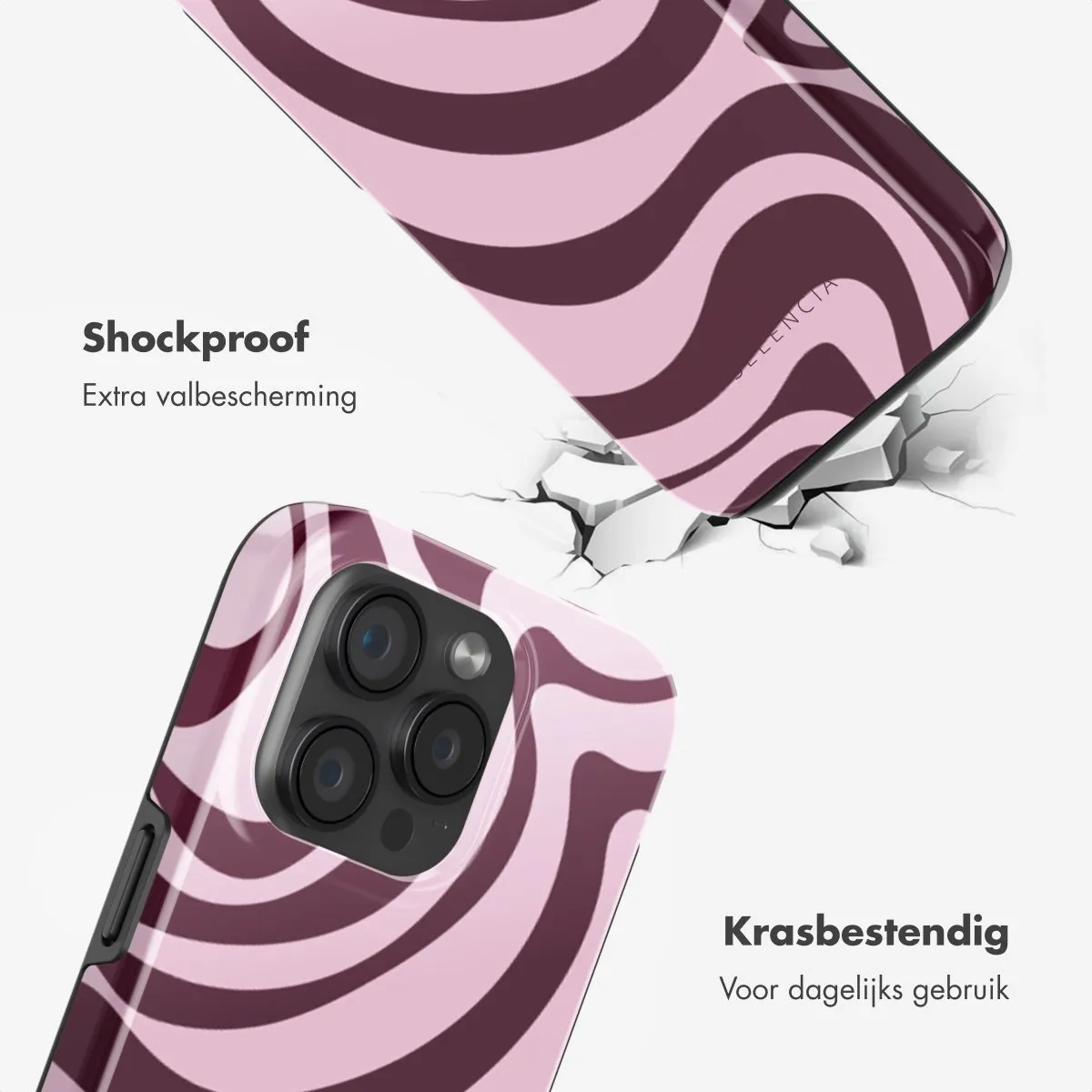 Selencia Hoesje iPhone 15 Pro Wavy Swirl Pink Plum - MagSafe