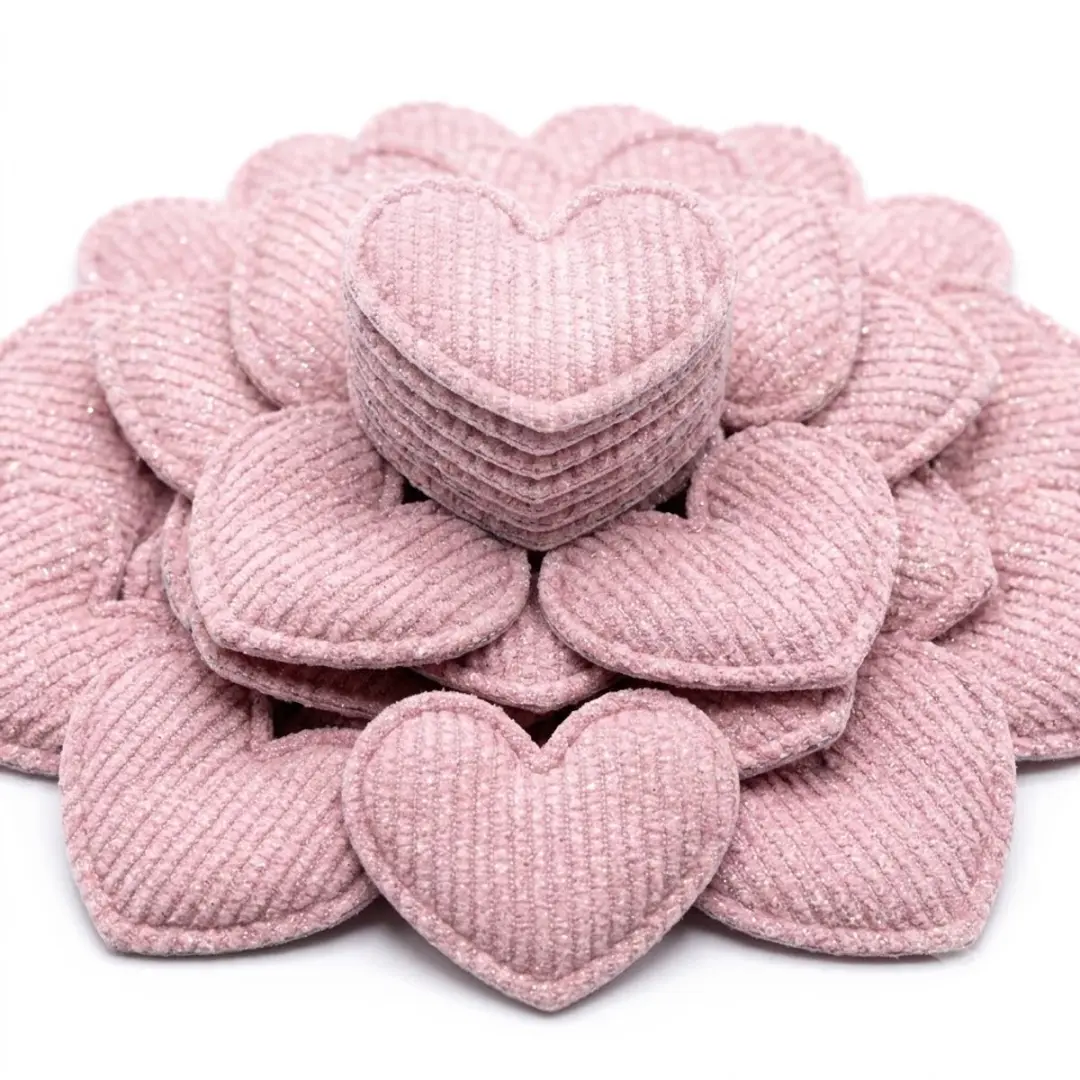 Roze hart patches stofapplicaties 50 stuks gewatteerde glitter hartjes voor kled